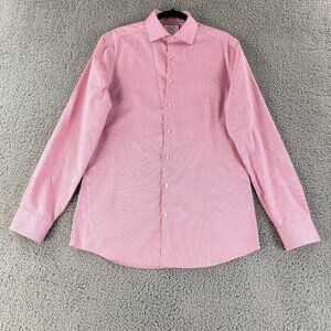 Charles Tyrwhitt Button-Up Dress Shirt Mens Large‎ Pink Long Sleeve 100% Cotton